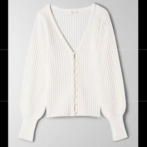 Wilfred Ivory Ribbed Pearl Button Cardigan Sweater Size Small